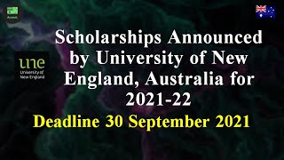 Scholarships Announced by University of New England Australia for 202122 [upl. by Elohcin438]