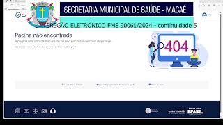 PREGÃO ELETRÔNICO SRP FMS Nº 900612024  continuidade 5 [upl. by Ttsepmet786]