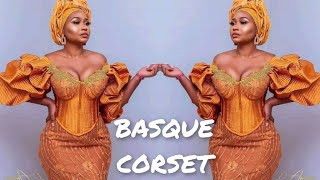 Easy way to cut and sew a BASQUE CORSET DRESS [upl. by Mungam350]