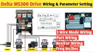 Delta MS300 Drive WiringDelta Drive Reverse Forward WiringDelta Drive Parameter Setting [upl. by Nidya527]