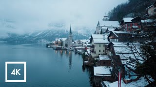 Snowy Scenic Walk in Hallstatt Austria Morning Binaural Winter Sounds ❄️ [upl. by Ytram]