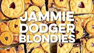 Jammie Dodger Blondies  Supergolden Bakes [upl. by Soutor]