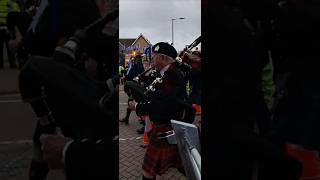 SCOTTISH BAGPIPERS AND IPSWICH FANS MARCH ALONG PORTMAN ROAD [upl. by Tandy]