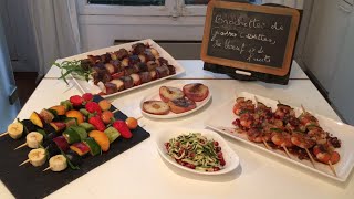 Recette pour Barbecue Brochettes de Grosses Crevettes Brochettes de Boeuf Brochette de fruits [upl. by Llennej856]