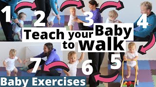 How to teach your baby to walk in 7 steps ★ 912 months ★ Baby Exercises Activities amp Development [upl. by Rosol]