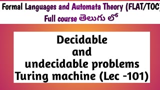 decidable and undecidable problems in Turing machine [upl. by Sib]