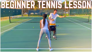 Beginner Tennis Lesson  Forehand Backhand amp Serve Learned in Just 30 Minutes [upl. by Ailana]