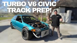 TURBO V6 CIVIC Drag Strip Prep [upl. by Corvin]