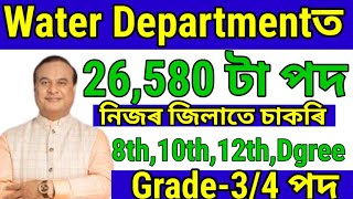 Water Departmentত চাকৰি  Assam jobs 2024  Jobs in Assam  Assam jobs vacancy 2024 [upl. by Neelyak]