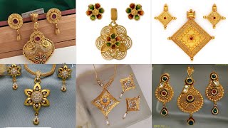 New gold earrings pendant set design 55 gram starts gold pendant set Gold earrings design [upl. by Cogen994]