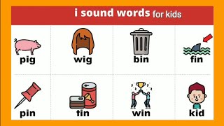 i sound words for kidsthree letter words of vowel i i sound wordsvocabulary for kidskids English [upl. by Notgnirrac]