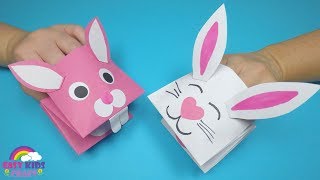 How to Make a Paper Bunny Hand Puppet  Easter Craft for Kids [upl. by Sabec]