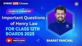 Important Questions of Henry Law  Class 12 Chemistry  By Bharat Panchal Sir [upl. by Thaddus]