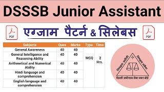 DSSSB Junior Assistant Syllabus 2023  DSSSB Junior Assistant Syllabus 2024 [upl. by Annayak]