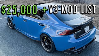 Lexus IS 350 Mod List  V3 [upl. by Gino230]