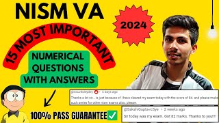 NISM VA NUMERICAL QUESTIONS  2024  NISM EXAM PREPARATION  NISM 5A Exam Preparation nism5a nism [upl. by Aicats]