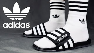 Adidas Comfort Slides  Crew Socks REVIEW  On Feet [upl. by Eiggep577]