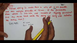 DESIGN OF COMPRESSIBLE HELICAL SPRING  PROBLEM01  TECHNICAL CLASSES  IN HINDI [upl. by Idyak]