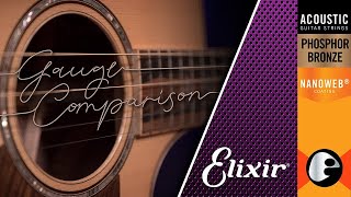 Acoustic Guitar String Gauge Showdown Elixir Phosphor Bronze String Gauge Comparison [upl. by Asena251]