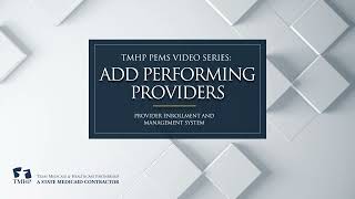 Add Performing Providers [upl. by Ihtac]