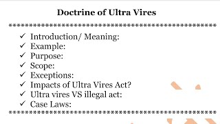 Doctrine of Ultra Vires  Doctrine of Ultra Vires in Company Law  Companies Act 2013 [upl. by Jarl800]