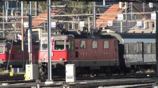 TrainsZügeZugverkehr in Chur  Eisenbahnen in der Schweiz RhB und SBBBest Sound [upl. by Deehsar]