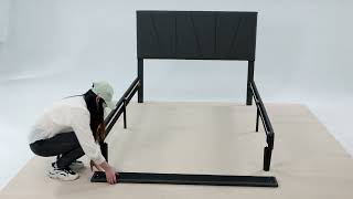 How to Assemble Upholstered Platform Bed Frame USAN1023808 [upl. by Ledeen]