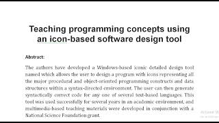 Teaching programming concepts using an icon based software design tool [upl. by Aicetel]