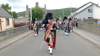 Scotland the Brave as Drum Majors lead the Massed Pipe Bands away from 2022 Dufftown Highland Games [upl. by Tippets]