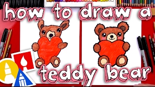 How To Draw A Teddy Bear Holding A Heart [upl. by Dearborn197]