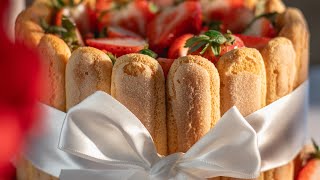 Easy Strawberry Ladyfinger Cake Recipe  No Bake Creamy amp Delicious Dessert [upl. by Ahsrop]