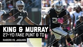 Punter Marquette King Converts Fake Punt on 4th amp 24 to Set Up Murray TD  Raiders vs Jags  NFL [upl. by Leuqram]