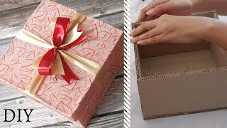 DIY How to make gift Box using cardboard  gift box tutorial [upl. by Joelle]