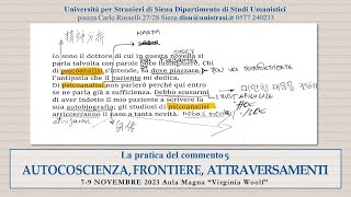 La pratica del commento 5 7 novembre 2023 Autocoscienza Frontiere Attraversamenti [upl. by Gerianna]