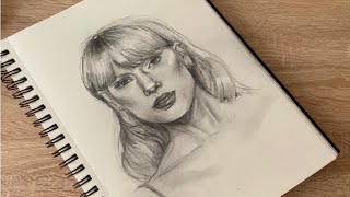 Drawing Taylor Swift portrait sketch in pencil [upl. by Maia]