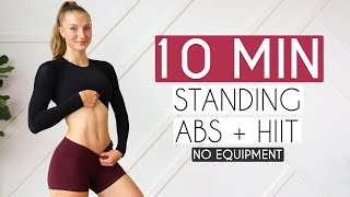 10 MIN STANDING ABS  HIIT Equipment Free Fat Burn [upl. by Namron]