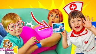 Perché alla mamma fa male la pancia Giochi del dottore con la bambina Bianca Video per bambini [upl. by Ymar109]