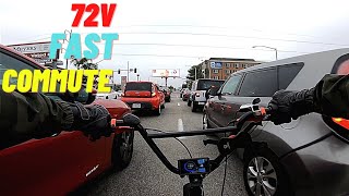 Quick commute on high powered modified Lectric folding Ebike 72v [upl. by Enneyehs]