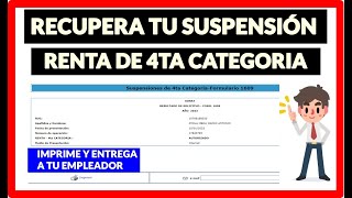 COMO RECUPERAR MI SUSPENSIÓN DE RENTA DE 4TA CATEGORIA  SUNAT 2023 [upl. by Eikcim]