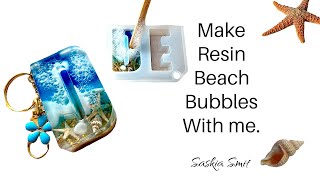 MAKE a BEACH BUBBLE Resin Keychain with me CUTE little Craft items that sell 3D BUBBLES [upl. by Eustace997]