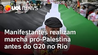 Protesto antes do G20 Manifestantes realizam marcha próPalestina no Rio de Janeiro [upl. by Oilerua]