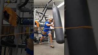 Heavy Bag Alternate FLunge amp Press w Band shorts band totalbodyworkout heavybag [upl. by Eicnan]