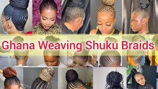 Gorgeous Ghana Weaving Shuku Braids hairstyles 🔥😱🤩 [upl. by Selohcin]