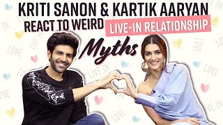 Kriti Sanon and Kartik Aaryan react to weird Livein relationship myths  Luka Chuppi  Bollywood [upl. by Aivul]