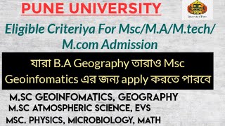 Pune University Admission PG Eligible Criteria  Fees  Subject  Msc Geoinfomatics [upl. by Ahseetal782]