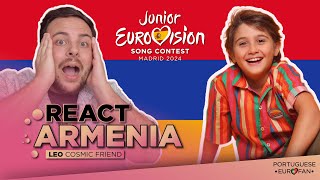 🇦🇲 LETS REACT TO ARMENIAS SONG  JUNIOR EUROVISION 2024  LEO quotCOSMIC FRIENDquot [upl. by Leuams]