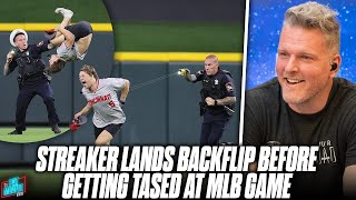 Streaker Lands Sick Backflip Before Getting Tased In Outfield During Reds Game  Pat McAfee Reacts [upl. by Yrot]