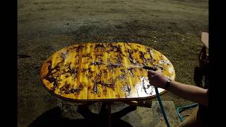 Timelapse Lichtenberg wood burning on a table [upl. by Darya53]