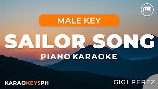 Sailor Song  Gigi Perez MaleLower Key  Piano Karaoke [upl. by Whall]