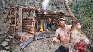 Building Complete Deer Hunting SURVIVAL SHELTER In The Unexplored WILDERNESS  HUNT CLEAN amp COOK [upl. by Eerahc]